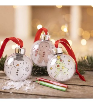 Kit DIY Ornamente - 3 globuri cu desene pentru brad - Seturi Crăciun