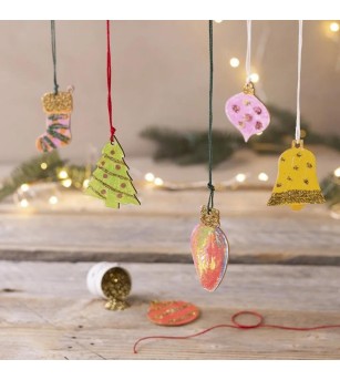 Set 90 ornamente Craciun din lemn 5,5-7 cm - Seturi Crăciun