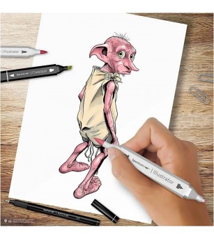 Kit ilustratii cu markere pe baza de alcool - Harry Potter creaturi magice - Carioci și creioane colorate