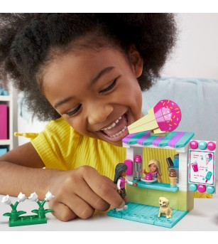 Barbie Mega Bloks, set de joaca masina decapotabila si stand de inghetata - Jocuri construcție