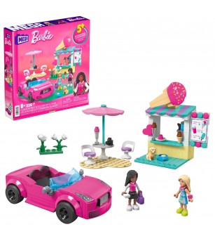 Barbie Mega Bloks, set de joaca masina decapotabila si stand de inghetata - Jocuri construcție