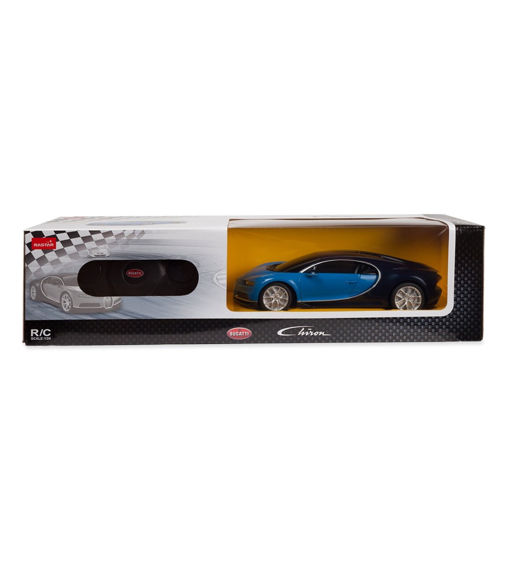 Masina cu telecomanda Bugatti Chiron albastru cu scara 1 la 24 - Mașinuțe cu telecomandă