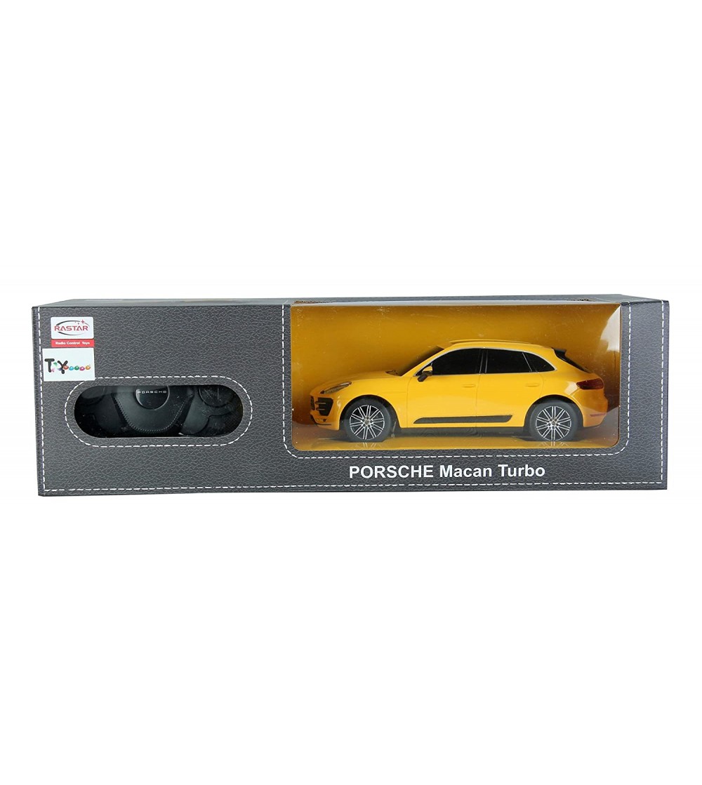Masina cu telecomanda Porsche Macan Turbo galben cu scara 1 la 24 - Mașinuțe cu telecomandă