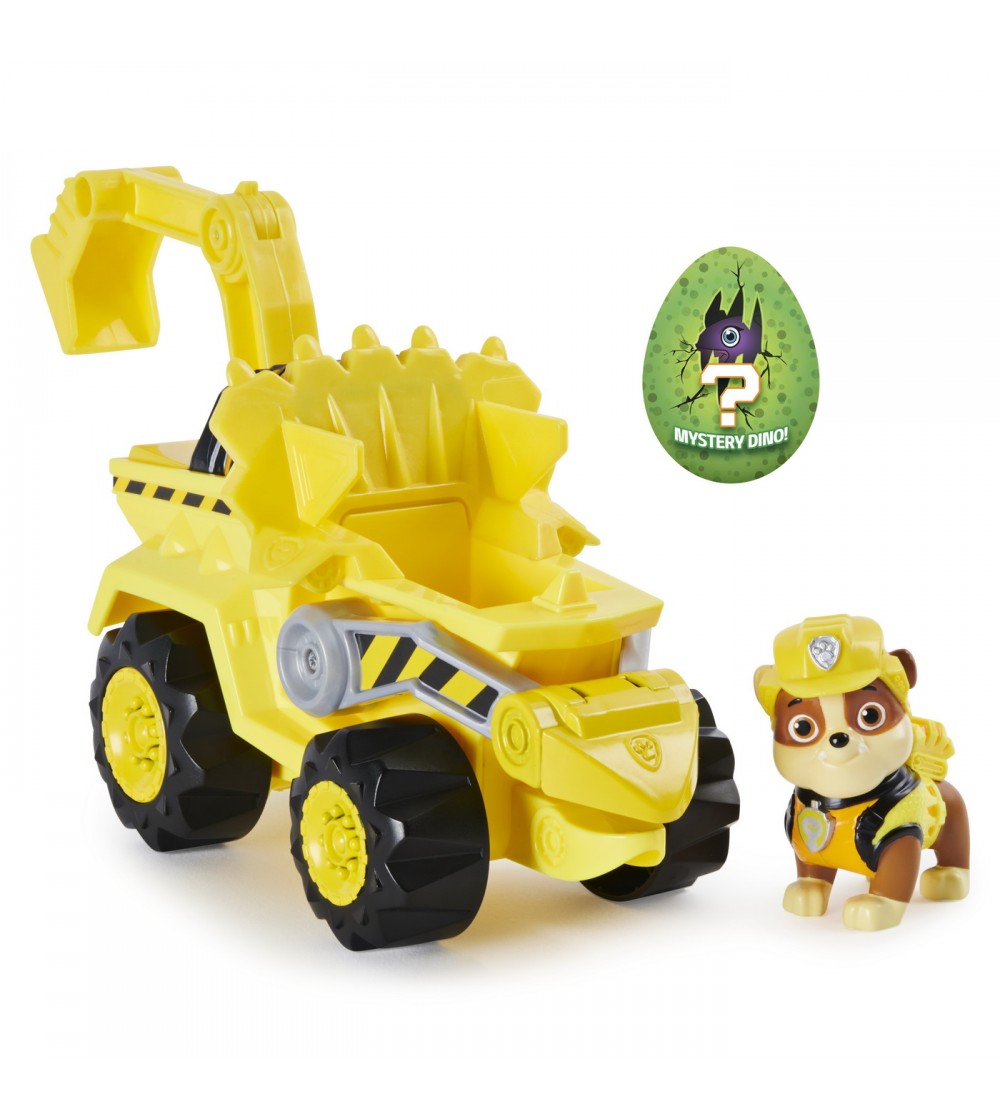 Patrula Catelusilor, set vehicul cu Catelus Rubble si figurina Dino surpriza - Jucării cu Patrula Cățelușilor