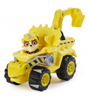 Patrula Catelusilor, set vehicul cu Catelus Rubble si figurina Dino surpriza - Jucării cu Patrula Cățelușilor