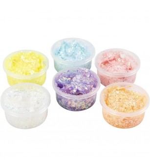 Set Glitter Clay, 6 culori pastel - Seturi cu plastilină