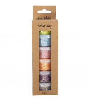 Set Glitter Clay, 6 culori pastel - Seturi cu plastilină