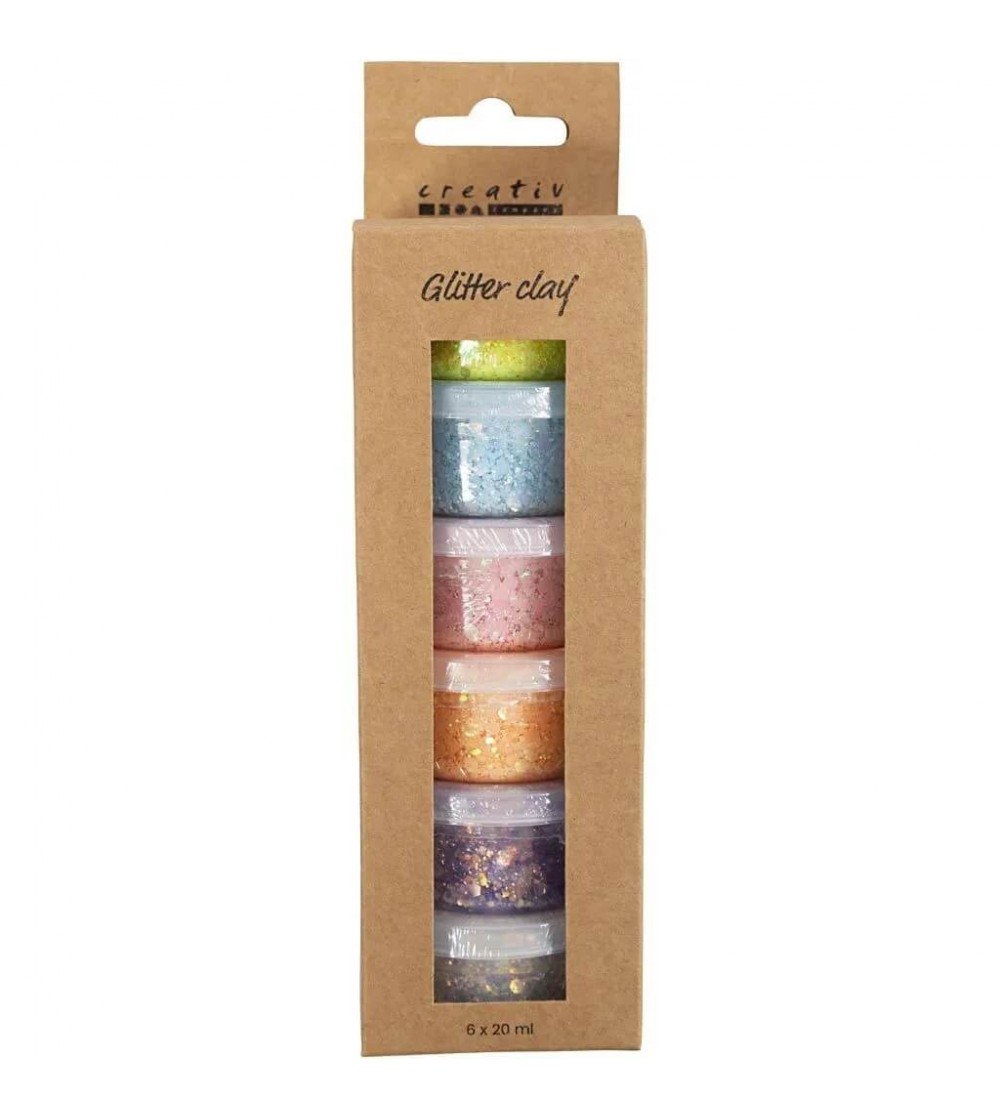 Set Glitter Clay, 6 culori pastel - Seturi cu plastilină