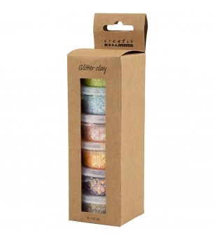 Set Glitter Clay, 6 culori pastel - Seturi cu plastilină