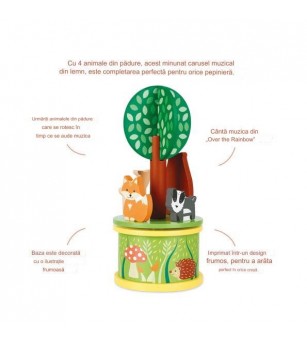 Carusel muzical cu animale de padure, Orange Tree Toys - Jucării bebeluși