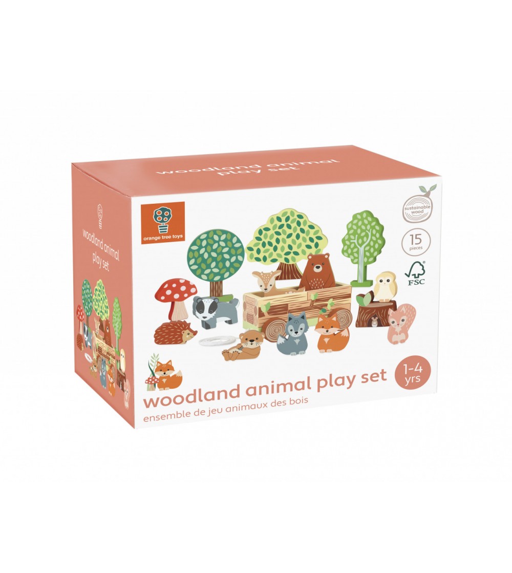 Set cu piese din lemn animale de padure, Orange Tree Toys - Jucării de lemn si Montessori