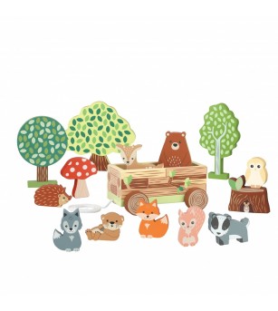 Set cu piese din lemn animale de padure, Orange Tree Toys - Jucării de lemn si Montessori