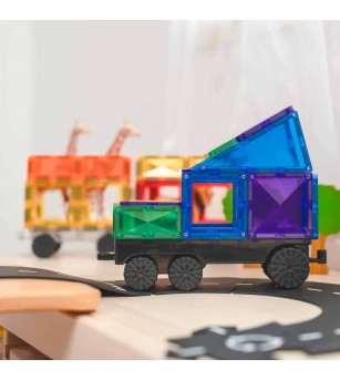Set Connetix 50 piese magnetice de construcție, Rainbow Transport Pack - Jucarii magnetice
