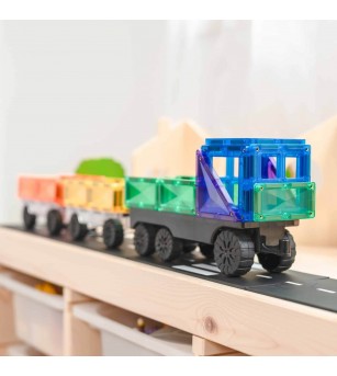 Set Connetix 50 piese magnetice de construcție, Rainbow Transport Pack - Jucarii magnetice