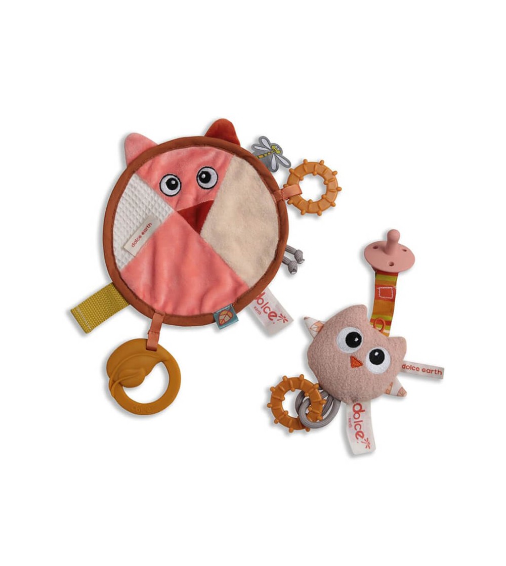 Set jucărie doudou și lanț suzetă pentru bebeluși Dolce - Fiona și Ollie - Jucării bebeluși