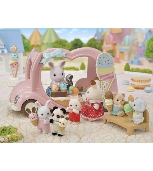 Sylvanian Families 5651 - Vehiculul de înghețată - Figurine
