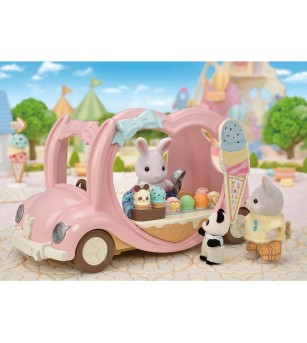 Sylvanian Families 5651 - Vehiculul de înghețată - Figurine