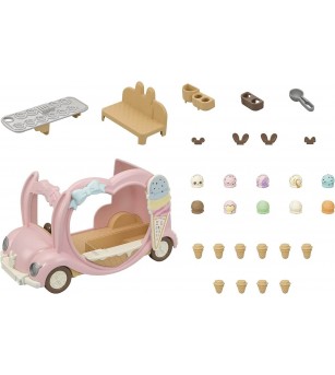 Sylvanian Families 5651 - Vehiculul de înghețată - Figurine