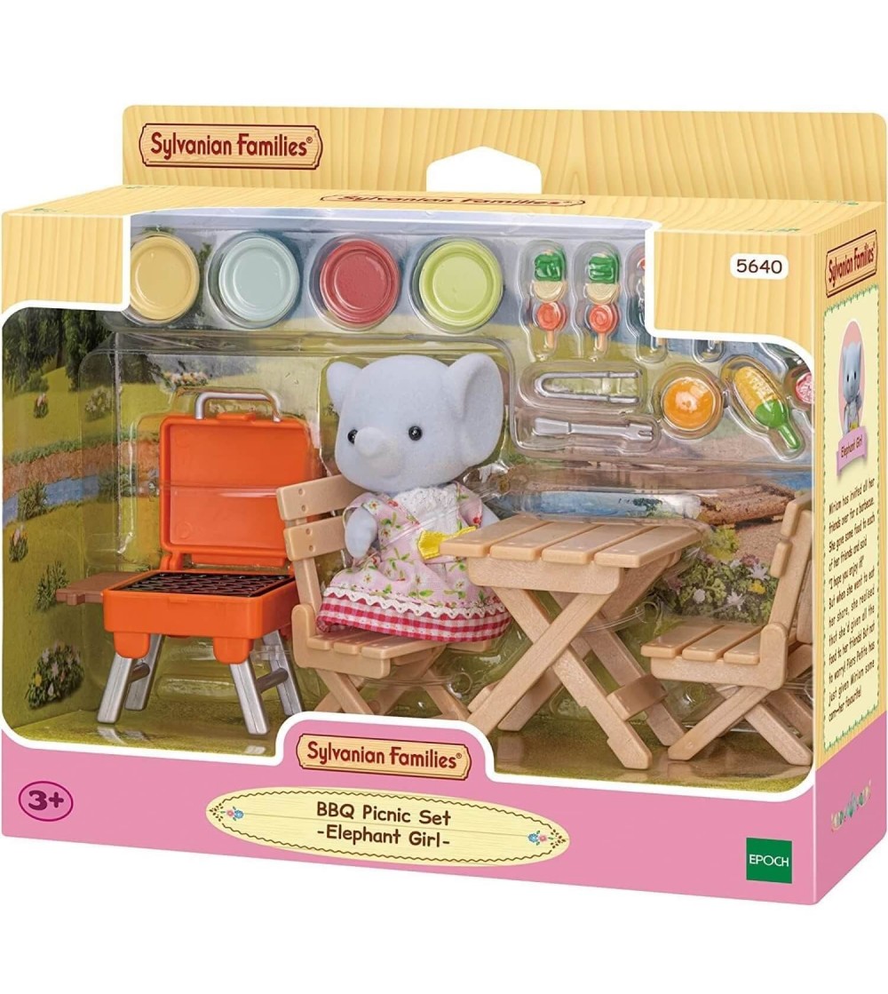 Sylvanian Families 5640 - Set grătar si figurină fată elefant - Figurine Sylvanian Families 5640 - Set grătar si figurină fată elefant - Figurine