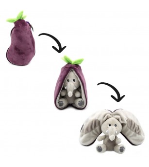 Jucărie reversibilă 2 în 1 Elefant - Vânătă, din pluș - Jucarii de plus