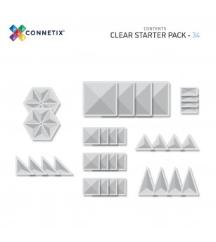 Set Connetix 34 piese magnetice de construcție, Clear Starter Pack - Jucarii magnetice