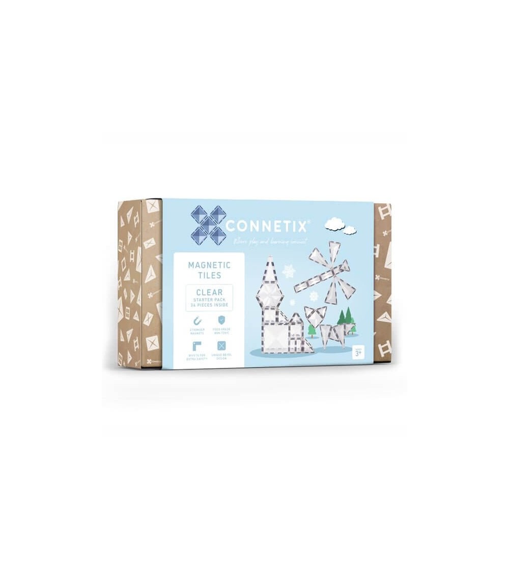 Set Connetix 34 piese magnetice de construcție, Clear Starter Pack - Jucarii magnetice