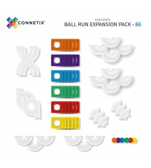 Set Connetix 66 piese magnetice de construcție, Rainbow Ball Run Expansion Pack - Jucarii magnetice