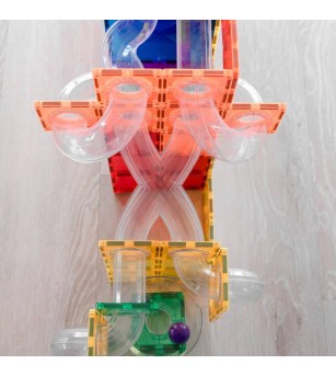 Set Connetix 66 piese magnetice de construcție, Rainbow Ball Run Expansion Pack - Jucarii magnetice