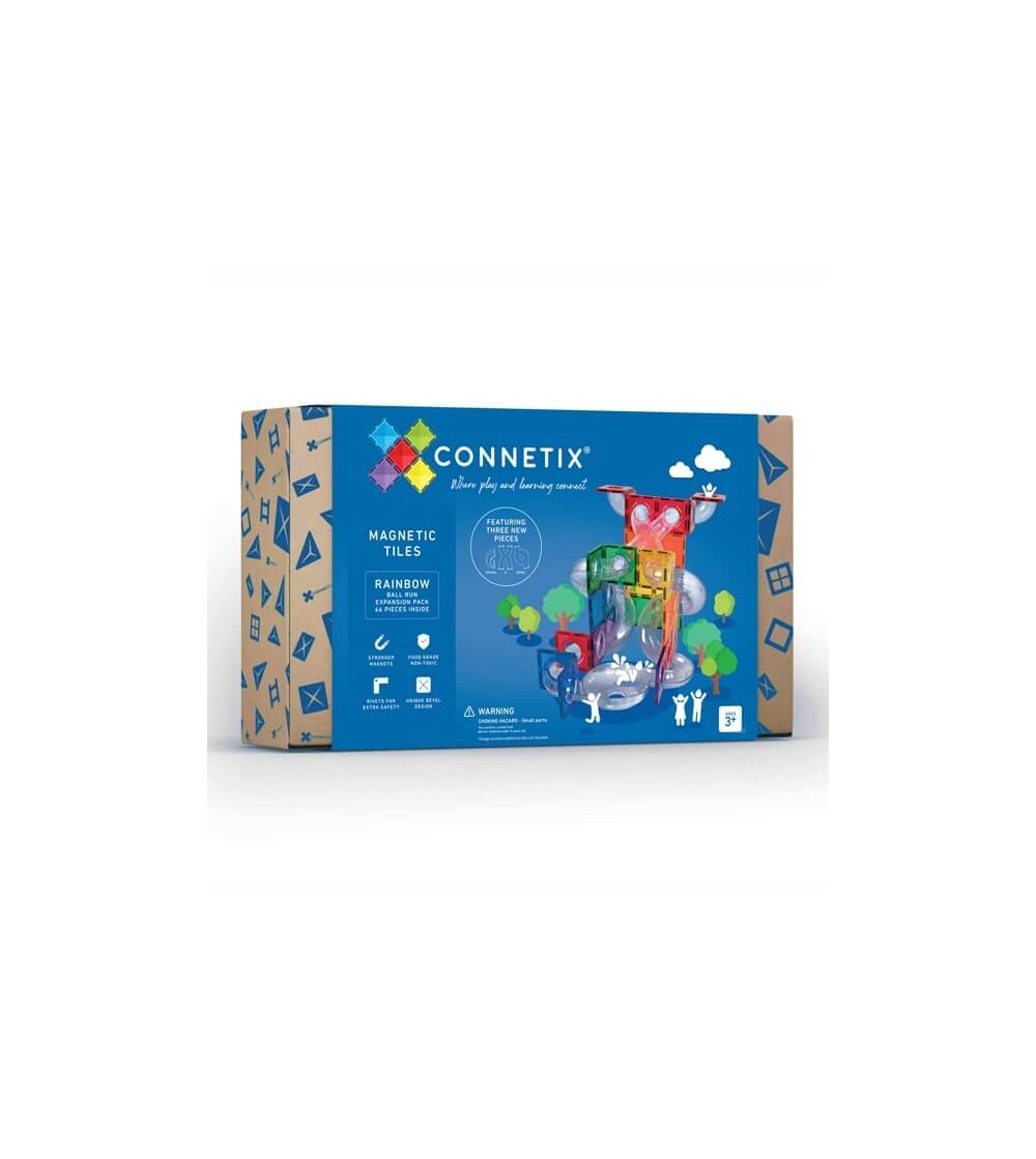Set Connetix 66 piese magnetice de construcție, Rainbow Ball Run Expansion Pack - Jucarii magnetice
