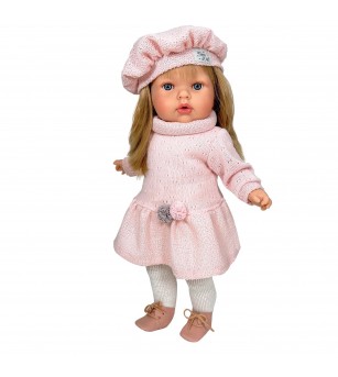 Papusa Nines D'Onil, Tita Lana, cu sunete, cu parul blond, cu rochie roz, cu miros de vanilie, 45 cm - Papusi Papusa Nines D'Onil, Tita Lana, cu sunete, cu parul blond, cu rochie roz, cu miros de vanilie, 45 cm - Papusi