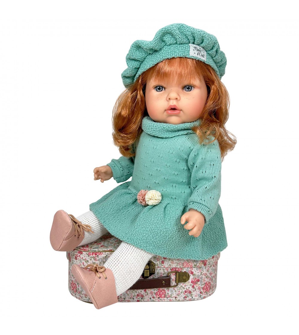 Papusa Nines D'Onil, Tita Lana, cu sunete, cu parul roscat, cu rochie menta, cu miros de vanilie, 45 cm - Papusi Papusa Nines D'Onil, Tita Lana, cu sunete, cu parul roscat, cu rochie menta, cu miros de vanilie, 45 cm - Papusi