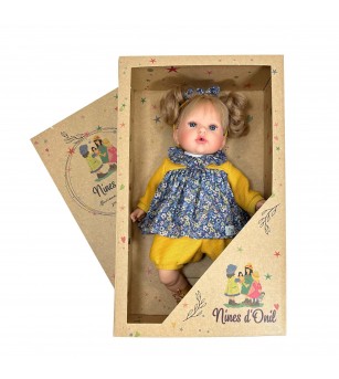 Papusa Nines D'Onil, Tita, cu sunete, cu parul blond, cu rochie albastra, cu miros de vanilie, 45 cm - Papusi