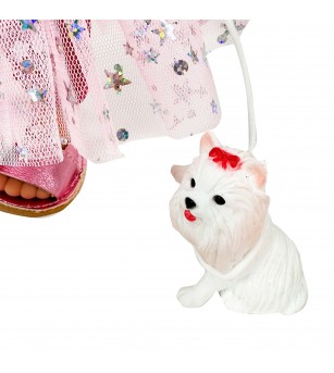 Papusa Nines D'Onil, Mia Cotton, cu parul albastru, cu catel, cu articulatii, cu miros de vanilie, 30 cm - Papusi