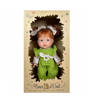 Papusa Nines D'Onil, Joy, cu parul roscat, cu salopeta verde, cu miros de vanilie 37 cm - Papusi