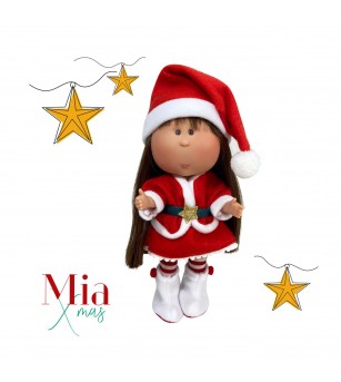 Papusa Nines D'Onil, Mia Craciun, cu parul saten, cu miros de vanilie, 30 cm - Papusi