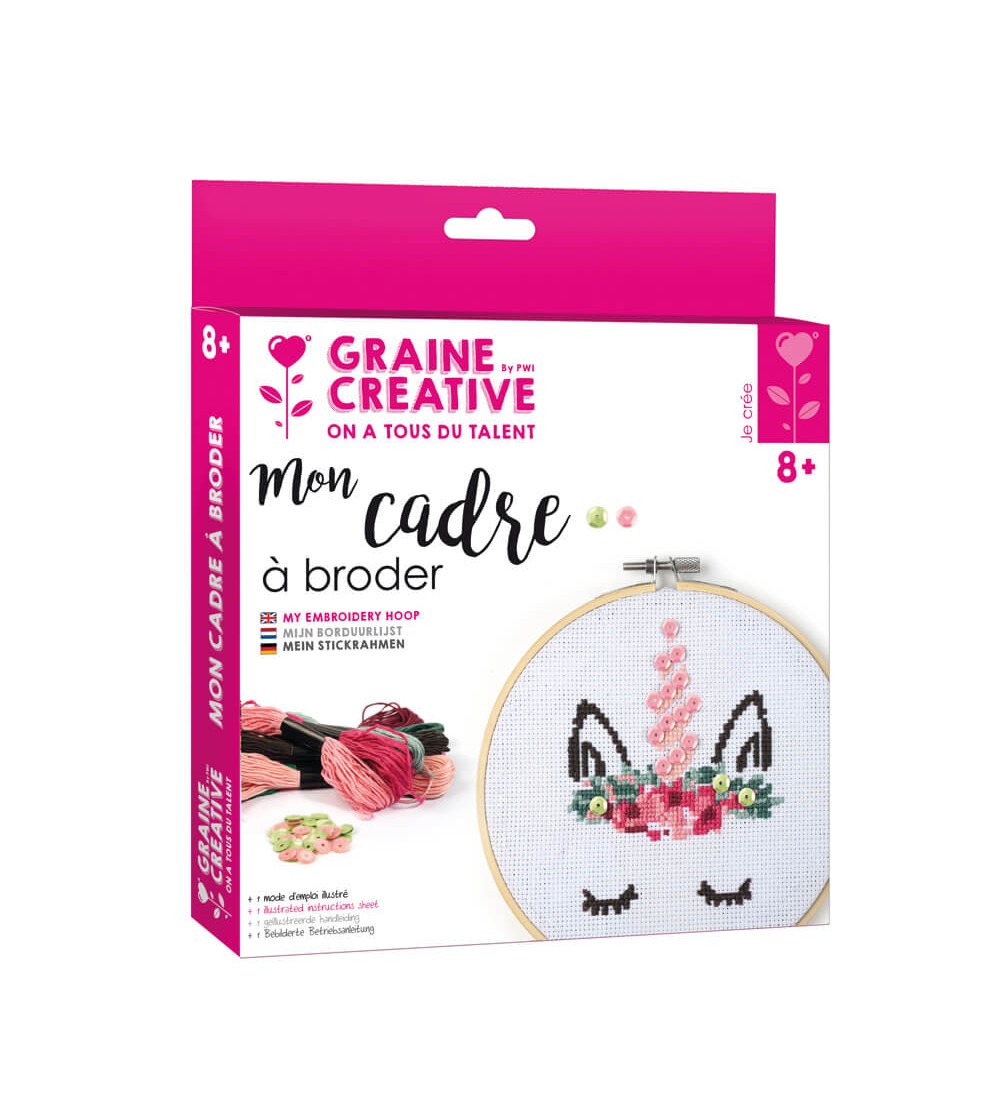 Kit de brodat, Unicorn, 15 cm, Graine Creative - Seturi de cusut pentru copii