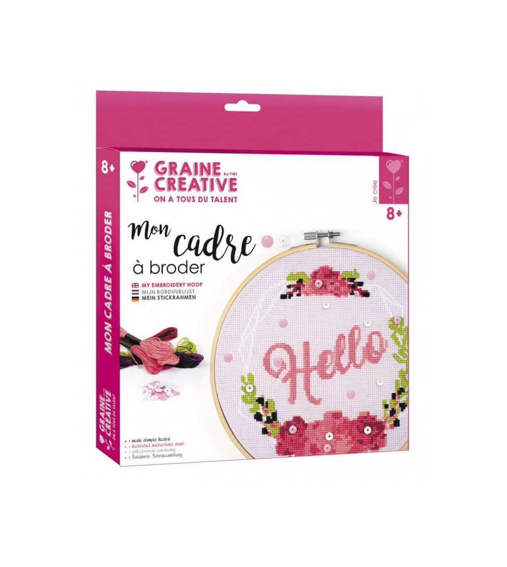 Kit de brodat, Hello,15 cm, Graine Creative - Seturi de cusut pentru copii
