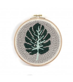 Kit punch needle, Frunză, 20 cm, Graine Creative - Seturi de cusut pentru copii