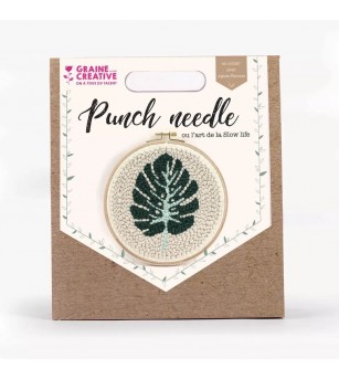 Kit punch needle, Frunză, 20 cm, Graine Creative - Seturi de cusut pentru copii
