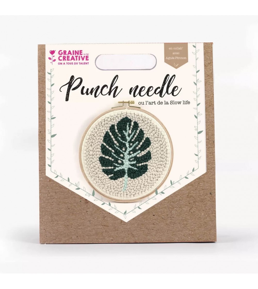 Kit punch needle, Frunză, 20 cm, Graine Creative - Seturi de cusut pentru copii