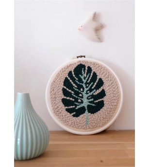 Kit punch needle, Frunză, 20 cm, Graine Creative - Seturi de cusut pentru copii