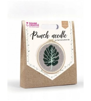 Kit punch needle, Frunză, 20 cm, Graine Creative - Seturi de cusut pentru copii