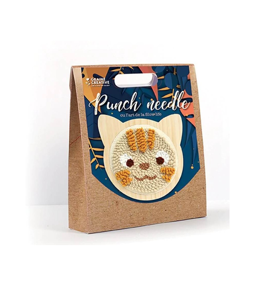 Kit punch needle, Pisica, 15 cm, Graine Creative - Seturi de cusut pentru copii