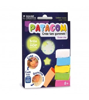 Set pasta modelaj radiere Patagom, 6 culori fosforescente, Graine Creative - Pasta modelatoare