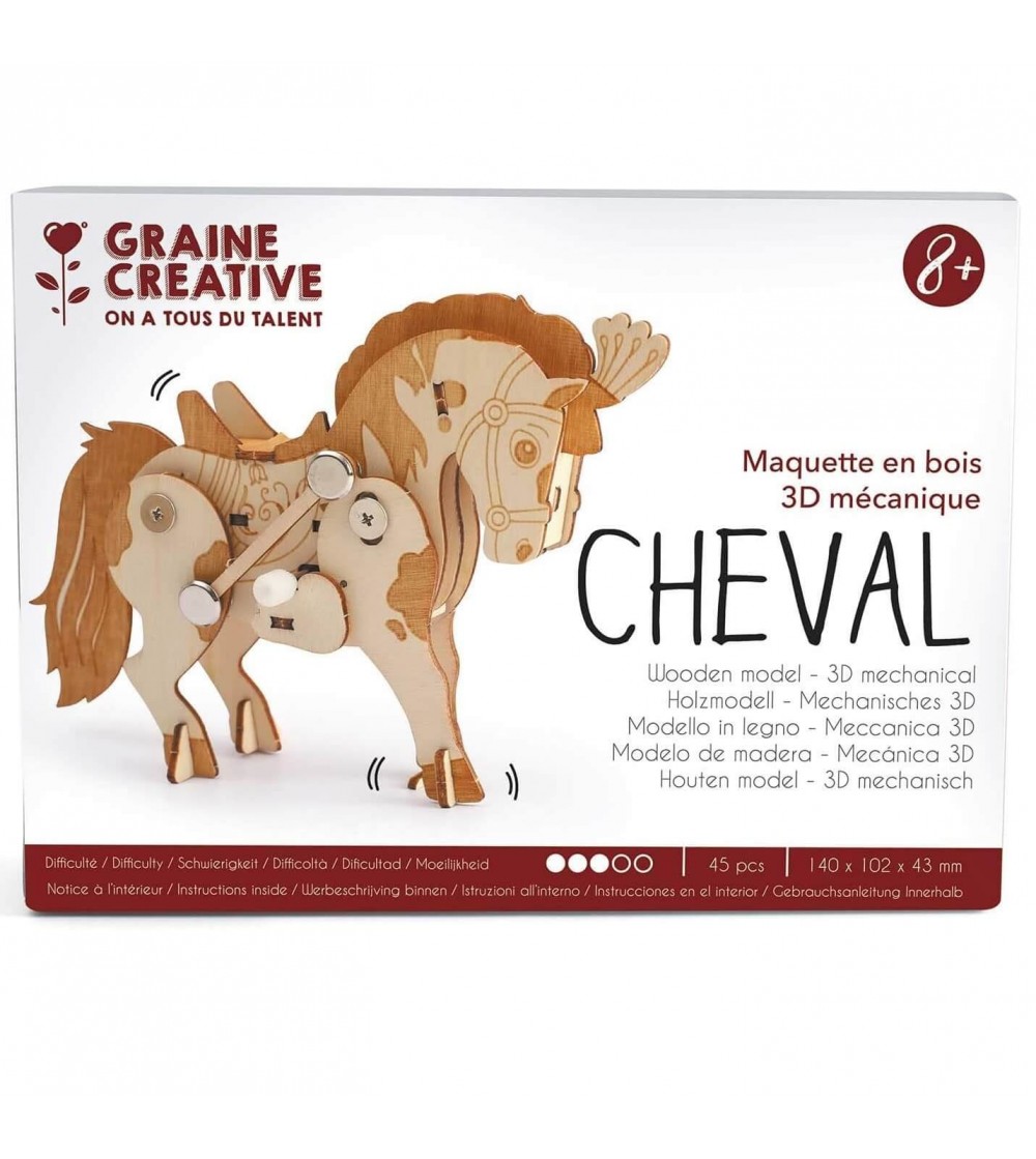 Macheta 3D mecanica din placaj de lemn, Cal, Graine Creative - Puzzle 3D