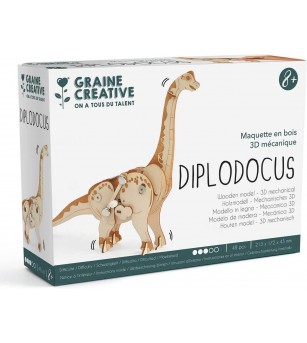 Macheta 3D mecanica din placaj de lemn, Dinozaur, Graine Creative - Puzzle 3D