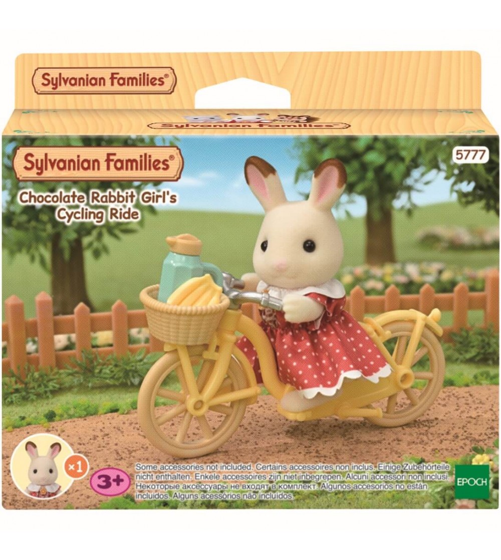 Sylvanian Families 5777 - Set bicicletă si figurină iepuras Ciocolata - Figurine