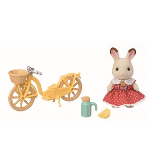Sylvanian Families 5777 - Set bicicletă si figurină iepuras Ciocolata - Figurine