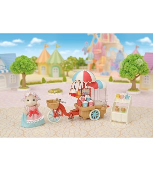 Sylvanian Families 5653 - Set Popcorn Delivery Trike și Figurina Oiță - Figurine