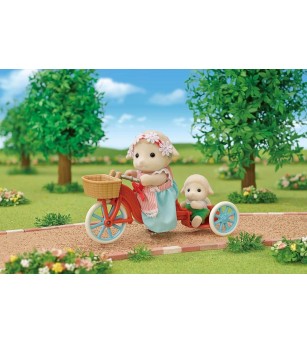 Sylvanian Families 5653 - Set Popcorn Delivery Trike și Figurina Oiță - Figurine